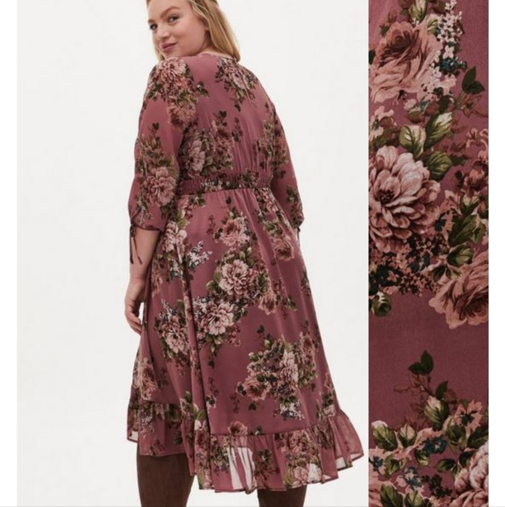TORRID MIDI CHIFFON SURPLICE DRESS/ 2X. - Picture 2 of 13